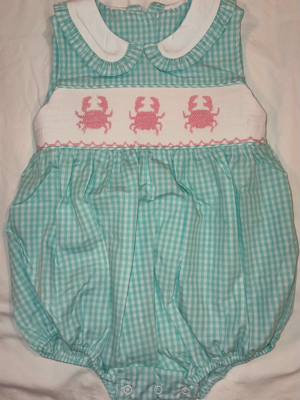 Stitchy Fish Shoreline Shuffle smocked & embroidered mint green bubble 18 Mo NWT